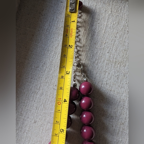 Retro Chunky Hot Raspberry Pink Graduated Bead Necklace 16 -19" - Picture 4 of 6